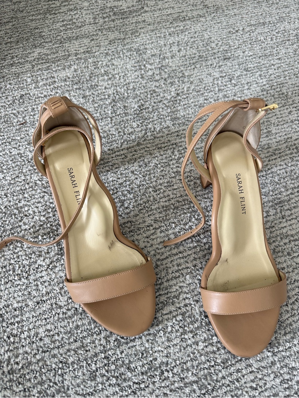 Sarah Flint Nude/Tan Leather Strappy Heels